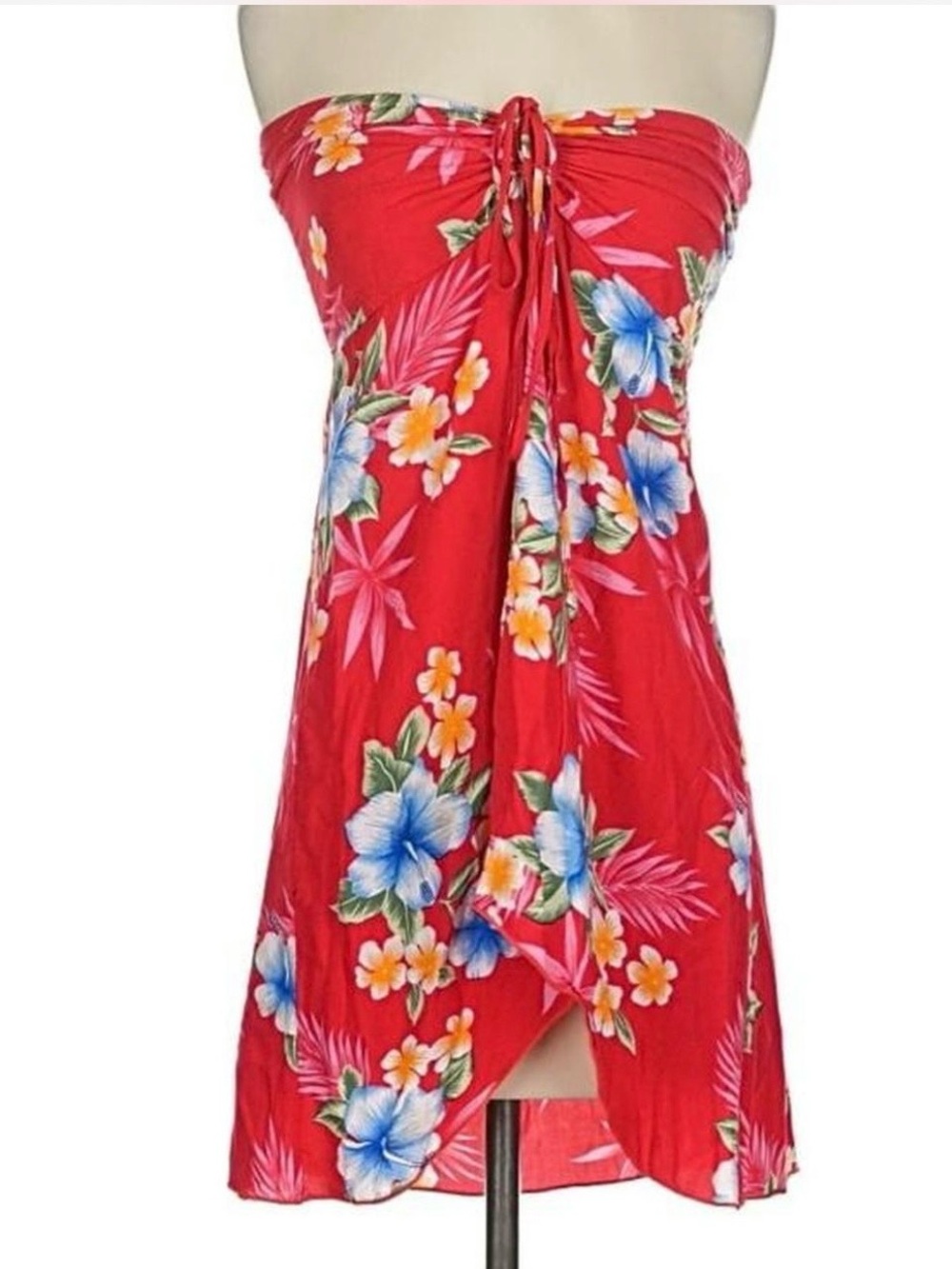 Red Floral Strapless Sundress